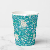 Peanuts | Snoopy Blauwgroen tropisch strandpatroon Papieren Bekers (Achterkant)