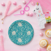 Peanuts | Snoopy Blauwgroen tropisch strandpatroon Papieren Bordje (Feest)