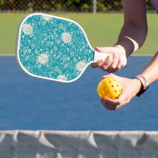 Peanuts | Snoopy Blauwgroen tropisch strandpatroon Pickleball Paddle (Insitu)