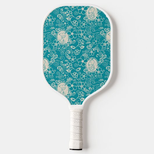 Peanuts | Snoopy Blauwgroen tropisch strandpatroon Pickleball Paddle (Achterkant)