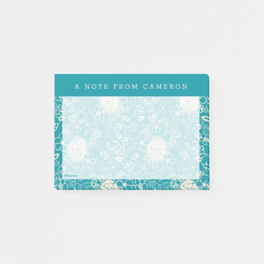 Peanuts | Snoopy Blauwgroen tropisch strandpatroon Post-it® Notes (Voorkant)