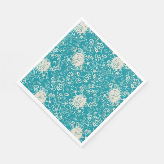 Peanuts | Snoopy Blauwgroen tropisch strandpatroon Servet (Hoek)