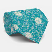 Peanuts | Snoopy Blauwgroen tropisch strandpatroon Stropdas (Opgerold)