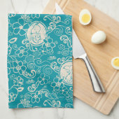 Peanuts | Snoopy Blauwgroen tropisch strandpatroon Theedoek (Quarter Fold)