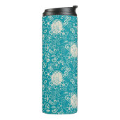 Peanuts | Snoopy Blauwgroen tropisch strandpatroon Thermosbeker (Gedraaid links)