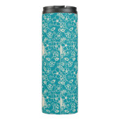 Peanuts | Snoopy Blauwgroen tropisch strandpatroon Thermosbeker (Achterkant)