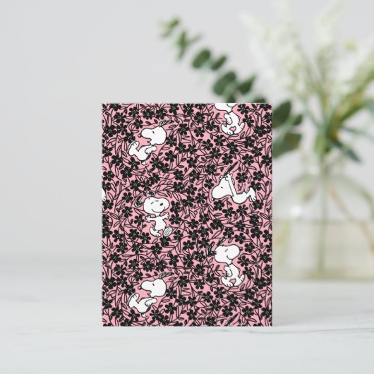 Peanuts | Snoopy Bloem Vine Patroon Briefkaart (Staand voorkant)
