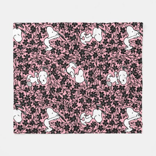 Peanuts | Snoopy Bloem Vine Patroon Fleece Deken (Voorkant (Horizontaal))