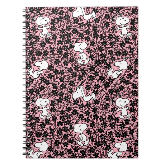 Peanuts | Snoopy Bloem Vine Patroon Notitieboek (Voorkant)