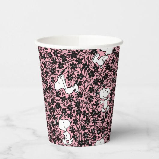 Peanuts | Snoopy Bloem Vine Patroon Papieren Bekers (Links)