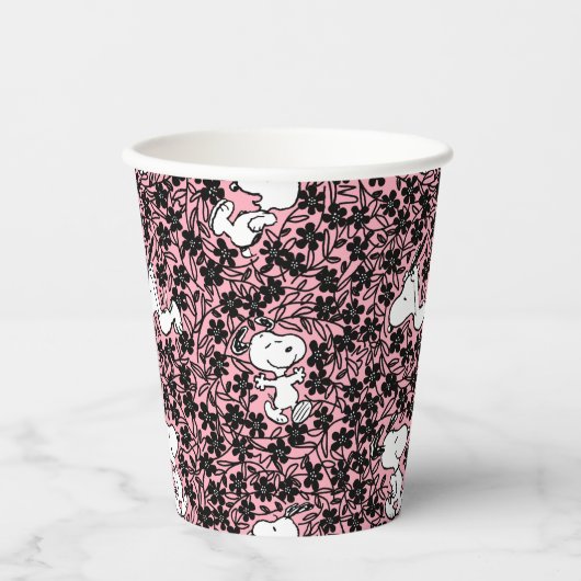 Peanuts | Snoopy Bloem Vine Patroon Papieren Bekers (Voorkant)