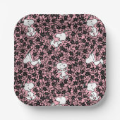 Peanuts | Snoopy Bloem Vine Patroon Papieren Bordje (Voorkant)