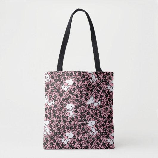 Peanuts | Snoopy Bloem Vine Patroon Tote Bag (Voorkant)