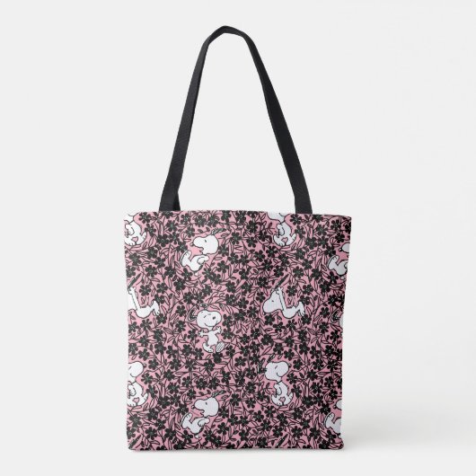 Peanuts | Snoopy Bloem Vine Patroon Tote Bag (Achterkant)