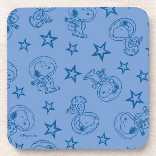 Peanuts | Snoopy Blue Space Astronaut Patroon Bier Onderzetter (Voorkant)
