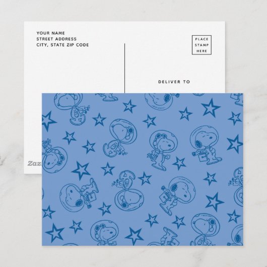 Peanuts | Snoopy Blue Space Astronaut Patroon Briefkaart (Voorkant / Achterkant)