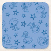 Peanuts | Snoopy Blue Space Astronaut Patroon Kartonnen Onderzetters (Voorkant)