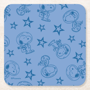 Peanuts   Snoopy Blue Space Astronaut Patroon Kartonnen Onderzetters