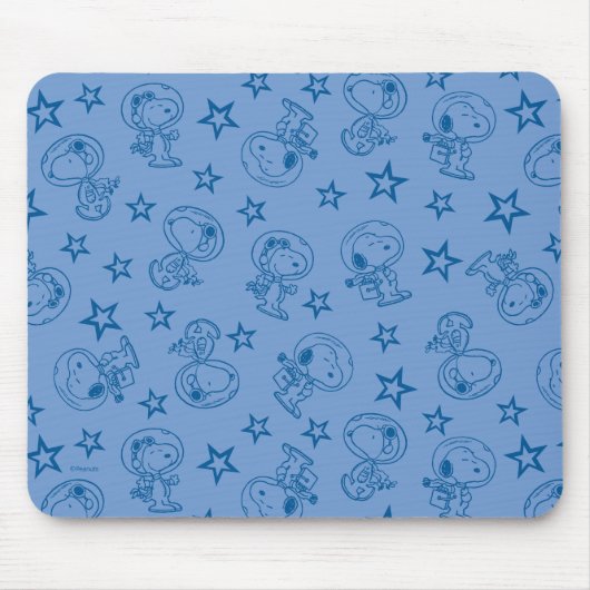 Peanuts | Snoopy Blue Space Astronaut Patroon Muismat (Voorkant)