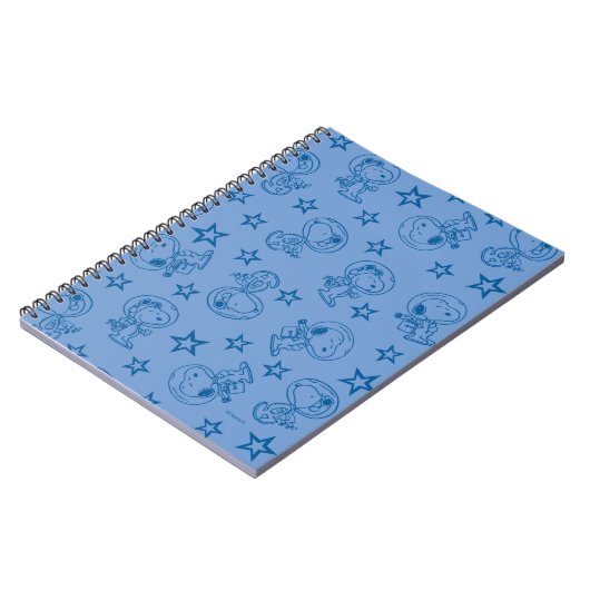 Peanuts | Snoopy Blue Space Astronaut Patroon Notitieboek (Linkerzijde)