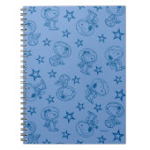 Peanuts | Snoopy Blue Space Astronaut Patroon Notitieboek (Voorkant)