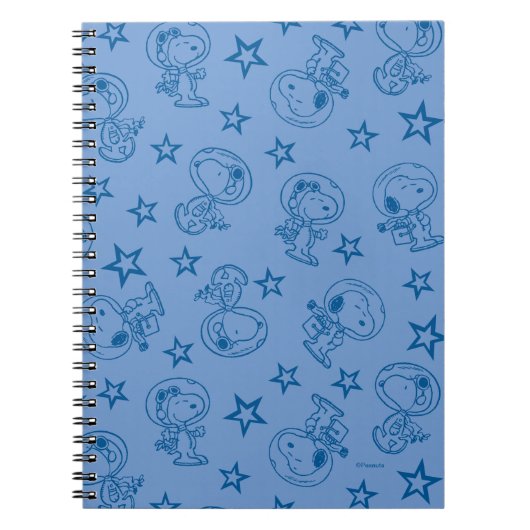 Peanuts | Snoopy Blue Space Astronaut Patroon Notitieboek (Voorkant)