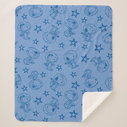 Peanuts | Snoopy Blue Space Astronaut Patroon Sherpa Deken (Voorkant)