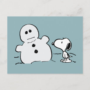 Peanuts   Snoopy bouwt een sneeuwpop Briefkaart