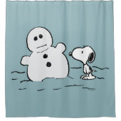 Peanuts | Snoopy bouwt een sneeuwpop Douchegordijn (Voorkant)
