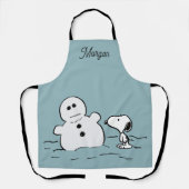 Peanuts | Snoopy bouwt een sneeuwpop | Jouw namen  Schort (Voorkant)