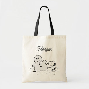 Peanuts   Snoopy bouwt een sneeuwpop   Jouw namen  Tote Bag