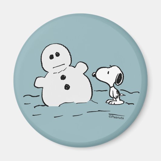 Peanuts | Snoopy bouwt een sneeuwpop Magneet (Voorkant)