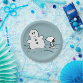 Peanuts | Snoopy bouwt een sneeuwpop Papieren Bordje (Feest)