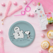 Peanuts | Snoopy bouwt een sneeuwpop Papieren Bordje (Feest)