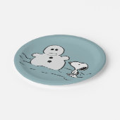 Peanuts | Snoopy bouwt een sneeuwpop Papieren Bordje (Gekanteld)