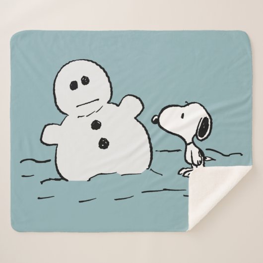 Peanuts | Snoopy bouwt een sneeuwpop Sherpa Deken (Voorkant (horizontaal))