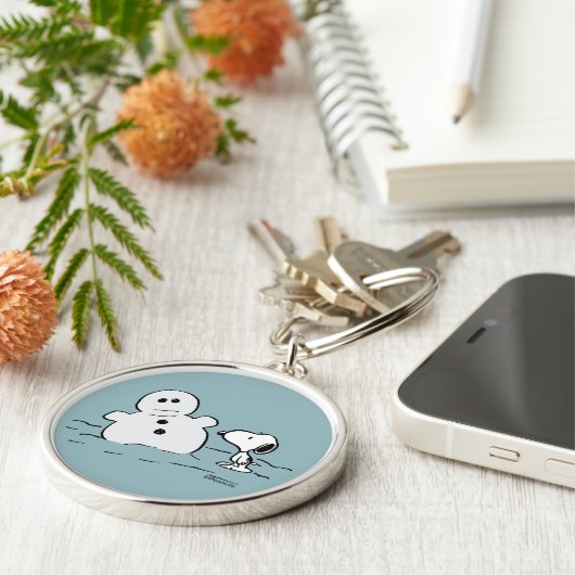 Peanuts | Snoopy bouwt een sneeuwpop Sleutelhanger (Zijkant)