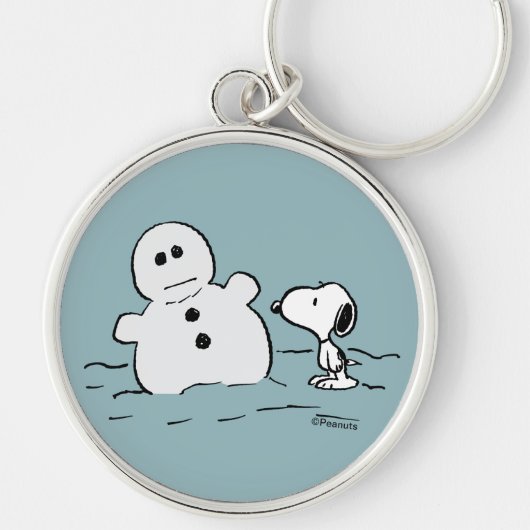 Peanuts | Snoopy bouwt een sneeuwpop Sleutelhanger (Voorkant)