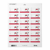 Peanuts | Snoopy Candy Cane Food Dish Gift Label (Full Sheet)