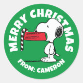 Peanuts | Snoopy Candy Cane Food Dish Ronde Sticker (Voorkant)