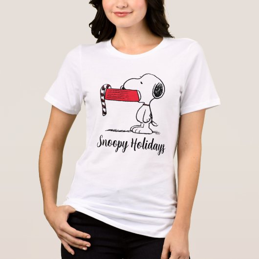 Peanuts | Snoopy Candy Cane Food Dish Tri-Blend Shirt (Voorkant)