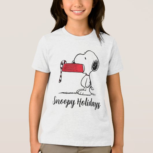 Peanuts | Snoopy Candy Cane Food Dish Tri-Blend Shirt (Voorkant)