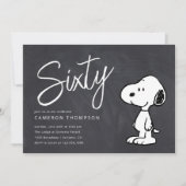 Peanuts Snoopy - Chalkboard 60e verjaardag Kaart (Voorkant)