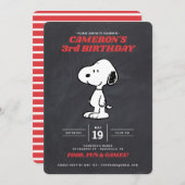 Peanuts Snoopy - Chalkboard Birthday Invitation Kaart (Voorkant / Achterkant)
