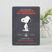 Peanuts Snoopy - Chalkboard Birthday Invitation Kaart (Staand voorkant)