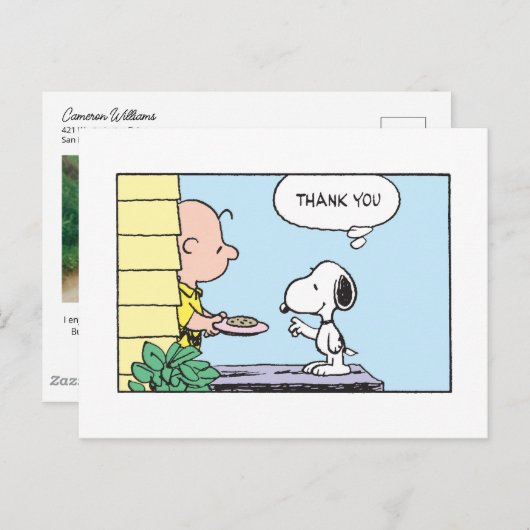 Peanuts | Snoopy & Charlie Brown Bedankt Briefkaart (Voorkant / Achterkant)
