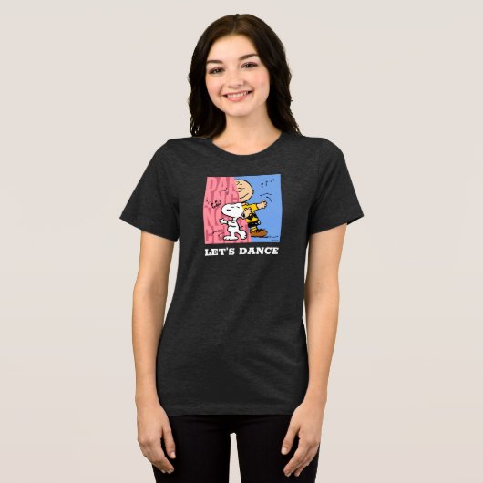 Peanuts | Snoopy & Charlie Brown Half & Half Dance Tri-Blend Shirt (Voorkant volledig)