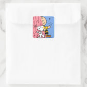 Peanuts | Snoopy & Charlie Brown Half & Half Dance Vierkante Sticker (Tas)