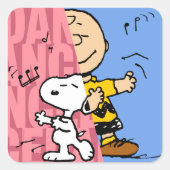 Peanuts | Snoopy & Charlie Brown Half & Half Dance Vierkante Sticker (Voorkant)
