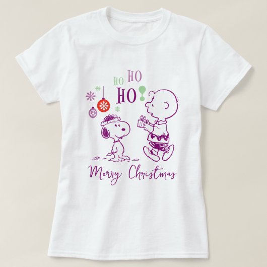 Peanuts | Snoopy & Charlie Brown Ho Ho Ho T-shirt (Design voorkant)